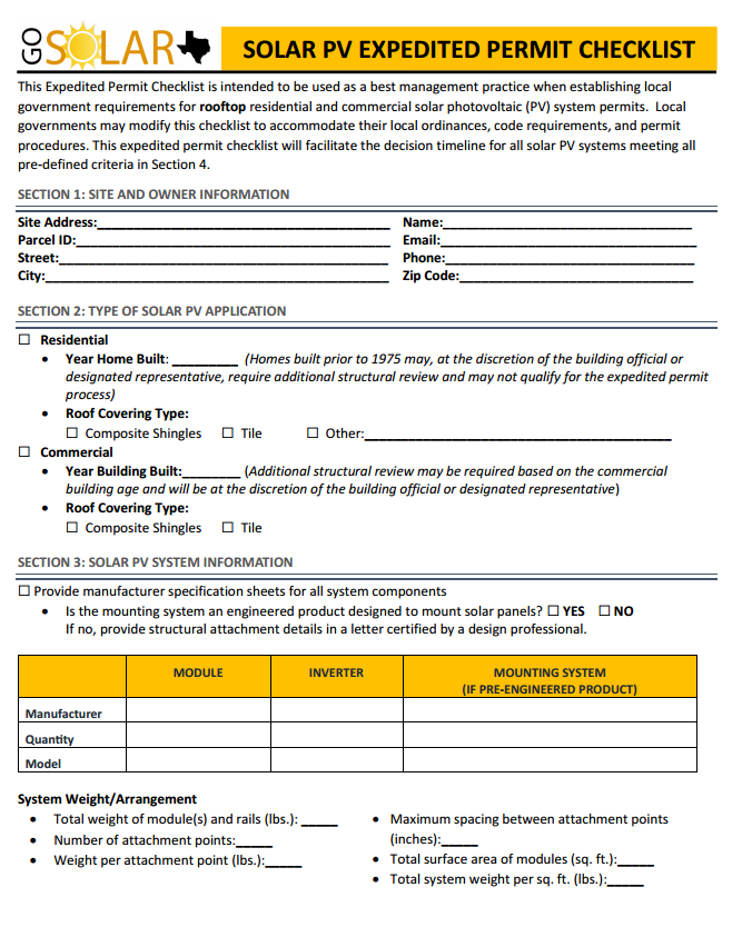 Solar PV Expedited Permit Checklist