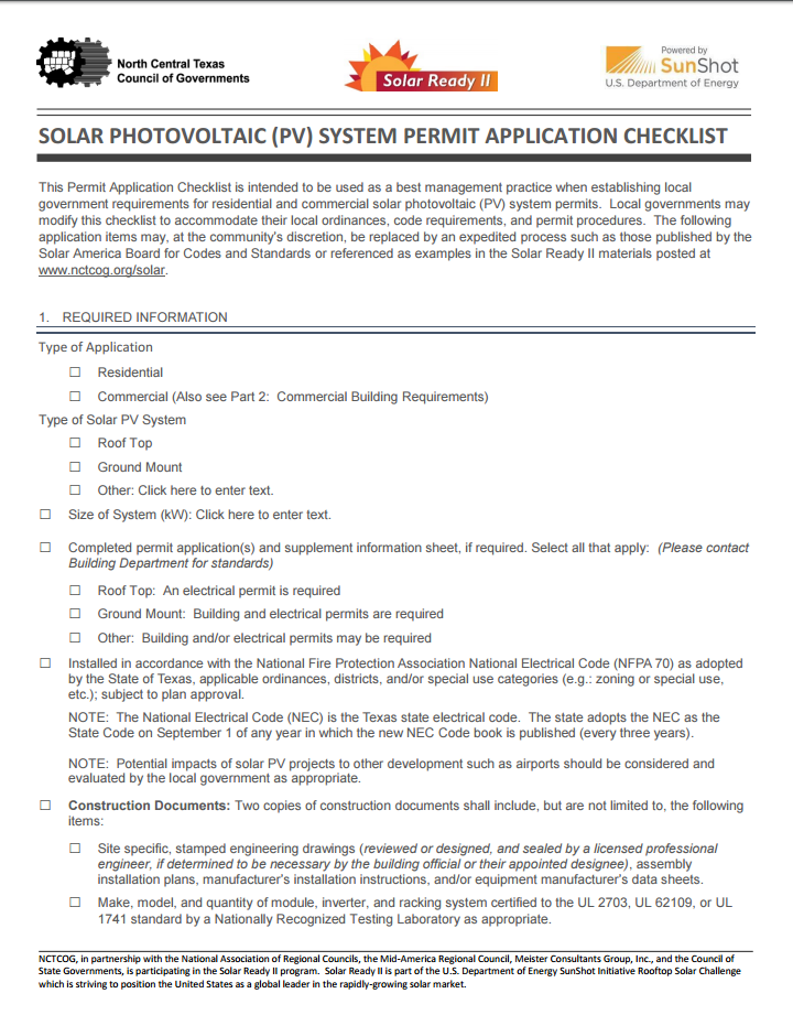 Solar PV Checklist