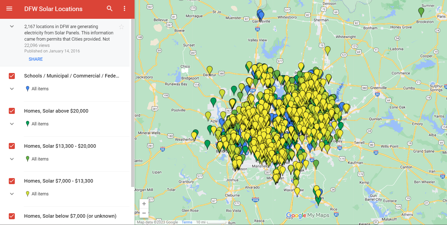 DFW Solar Locations